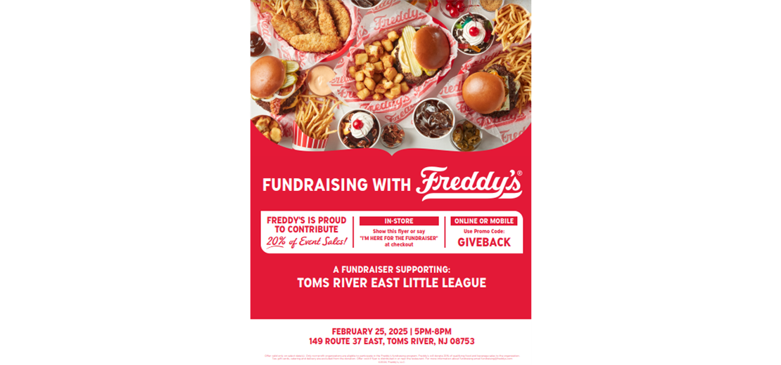 Freddy's Fundraiser - Tuesday, Feb 25th